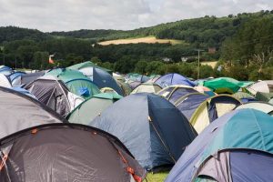 tents at a noisy festival