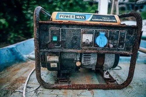 a rusted petrol generator