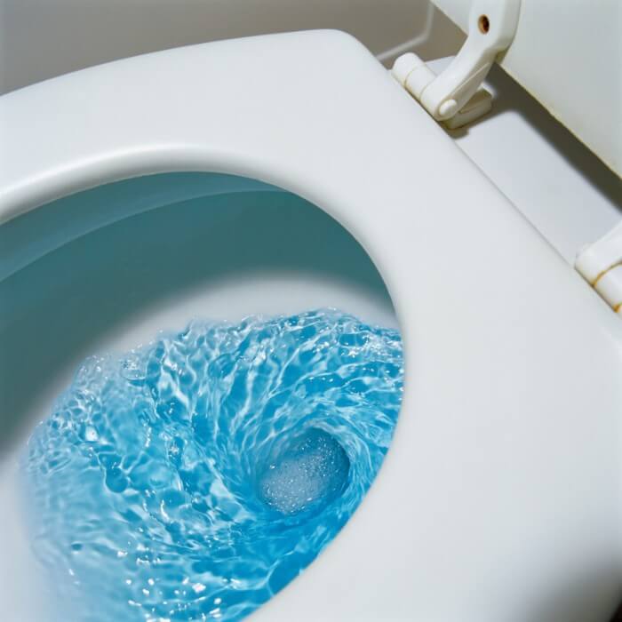 a flushing toilet