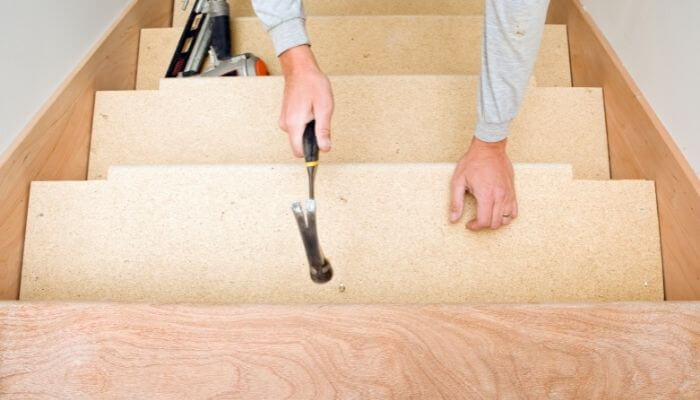 nail the treads into the risers